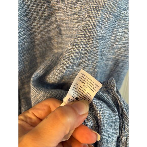 Faherty Men’s Palma 100% Linen Short Sleeve Button Up Shirt Blue Size XXL - Picture 3 of 7